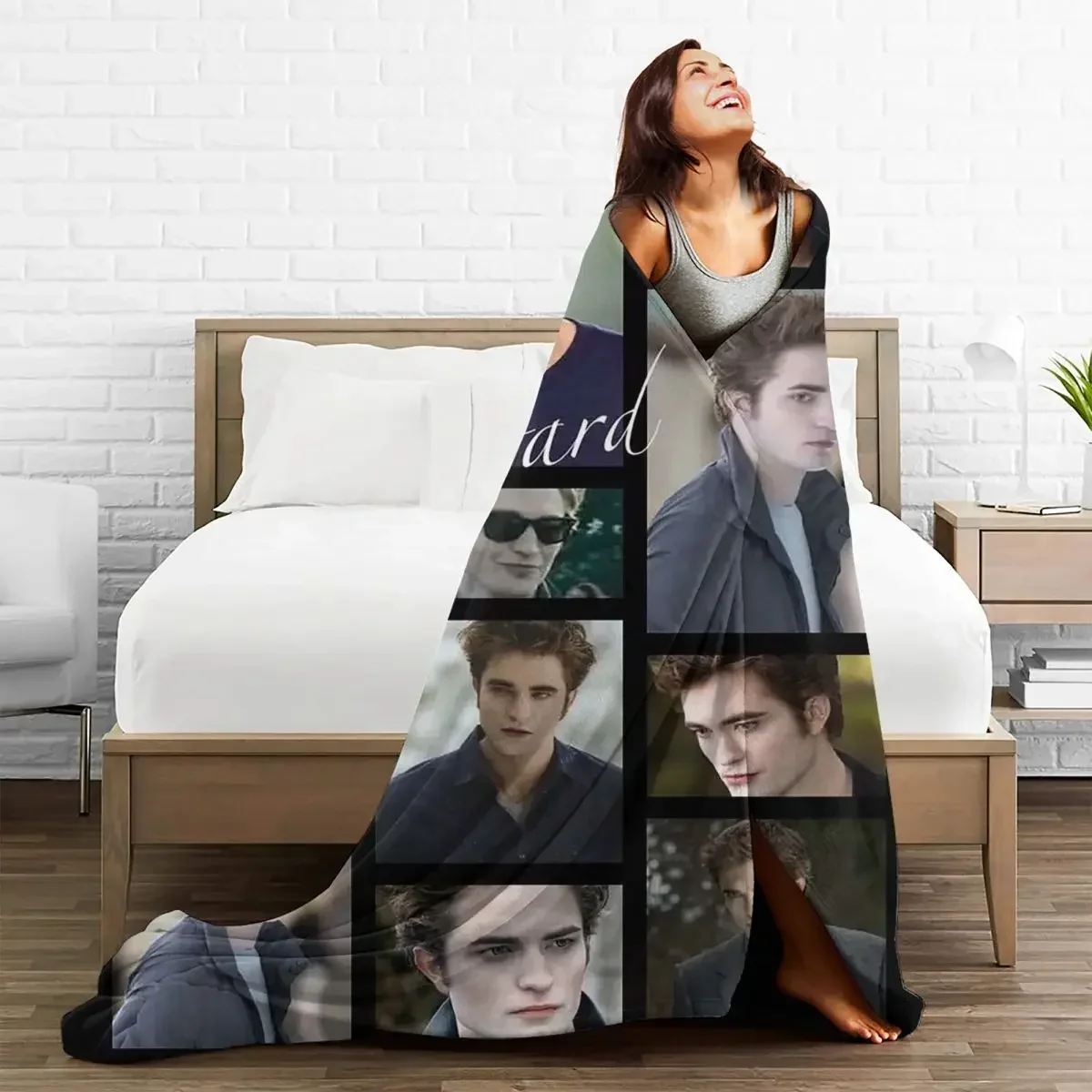 The Twilight Saga Movie Blankets Fleece All Season Robert Pattinson Edward Portable Throw Blankets for Bedding Office Rug Piece