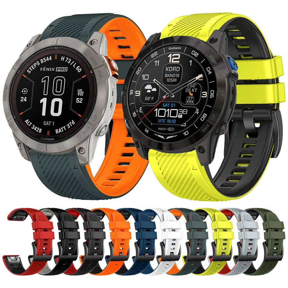 

Быстросъемный двухцветный силиконовый ремешок Quick Fit 22 мм 26 мм для часов 7X 7 Pro 6 6X 5 / Epix Pro Gen 2