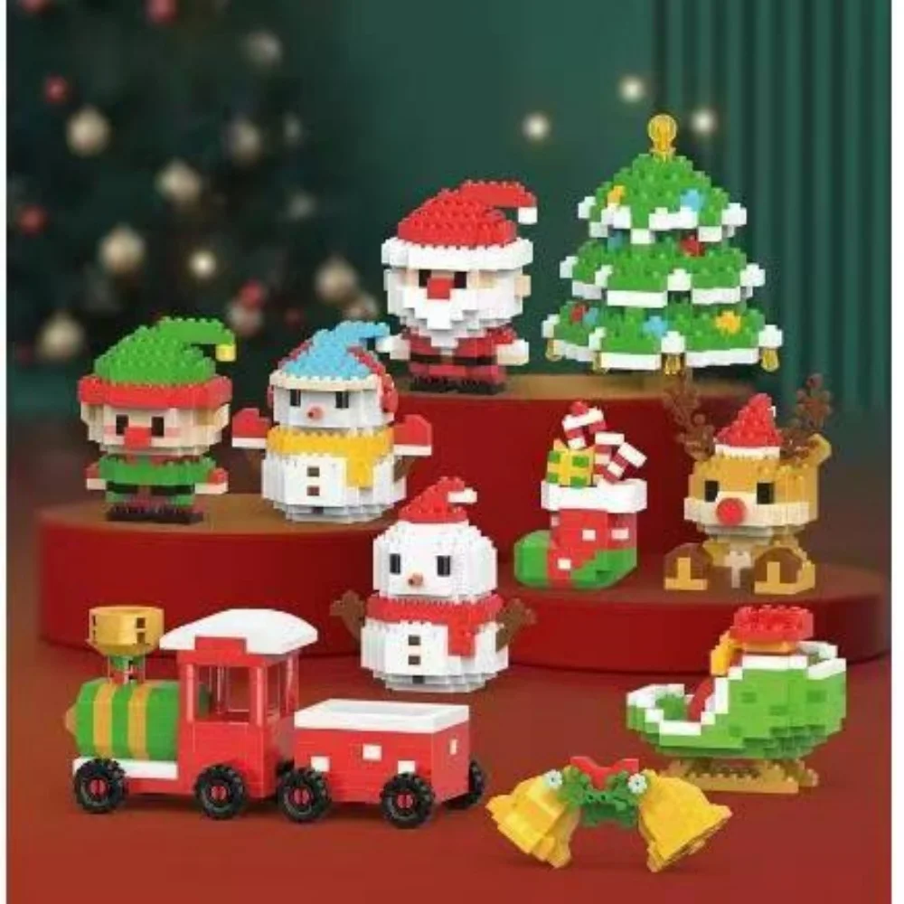 Sonny Angel Hippers Christmas Gifts Micro Building Block Series Santa Claus Reindeer Puzzle Assembling Bricks Toys Children Xmas