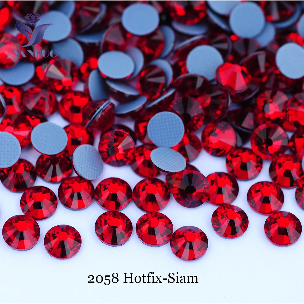 YANRUO 2058HF SS4-SS30 Siam Hotfix Strasssteine Rote Kristall-Applikationen zum Aufbügeln Kristallschmuck DIY Rote Perlen – Detail 2