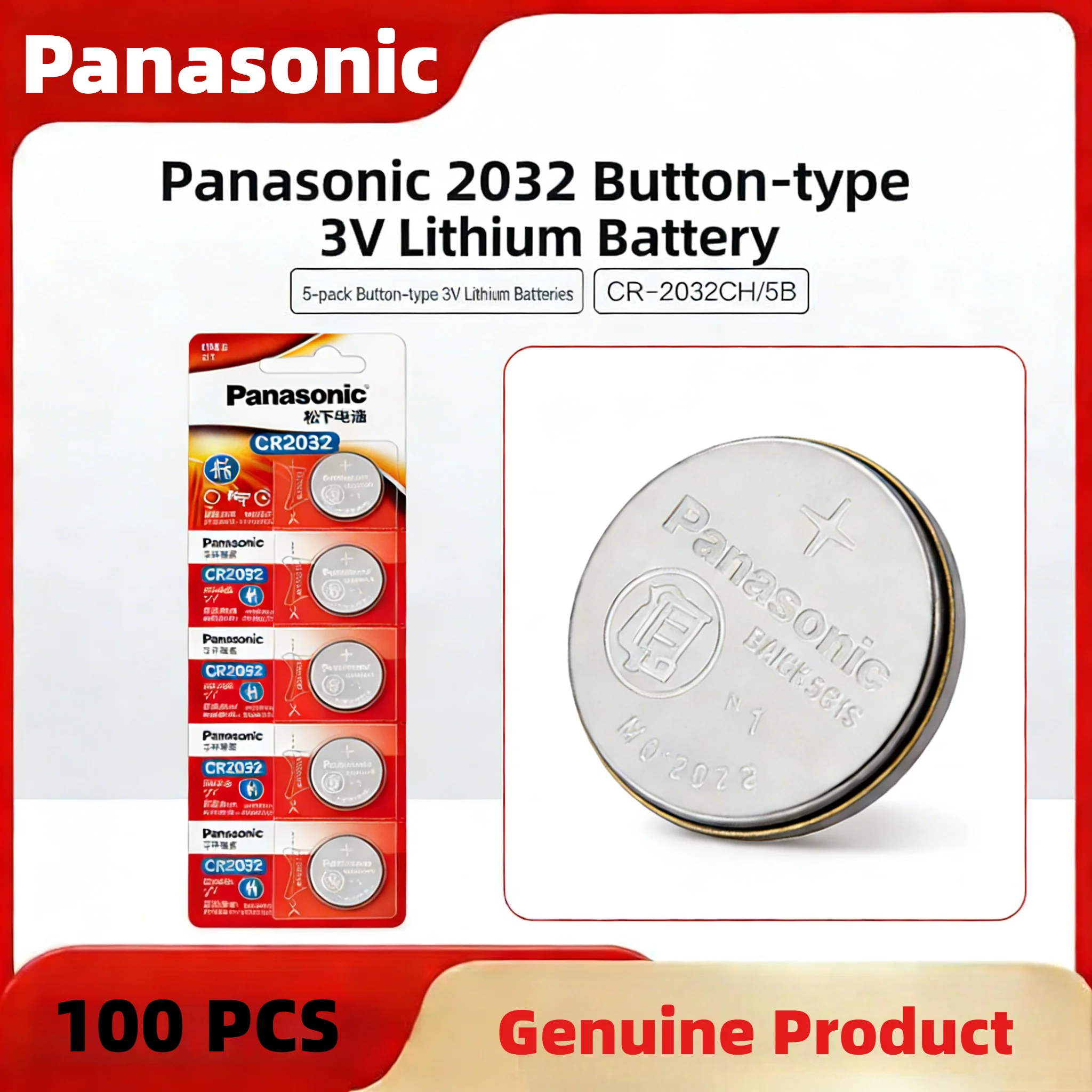 

50-200 шт. оригинальных литиевых батареек Panasonic CR2032 для часов, игрушек, калькуляторов, автомобильных пультов дистанционного управления, кнопок, батареек типа «таблетка» CR2032