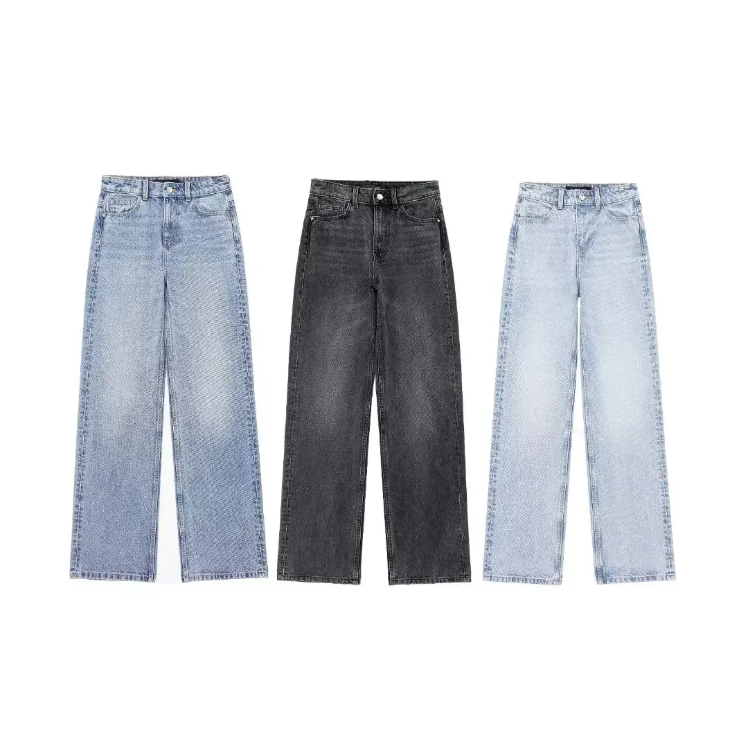 Vrouwen 2024 Nieuwe Chique Mode Hoge Taille Rechte Jeans Vintage Rits Dames Denim Broek Mujer