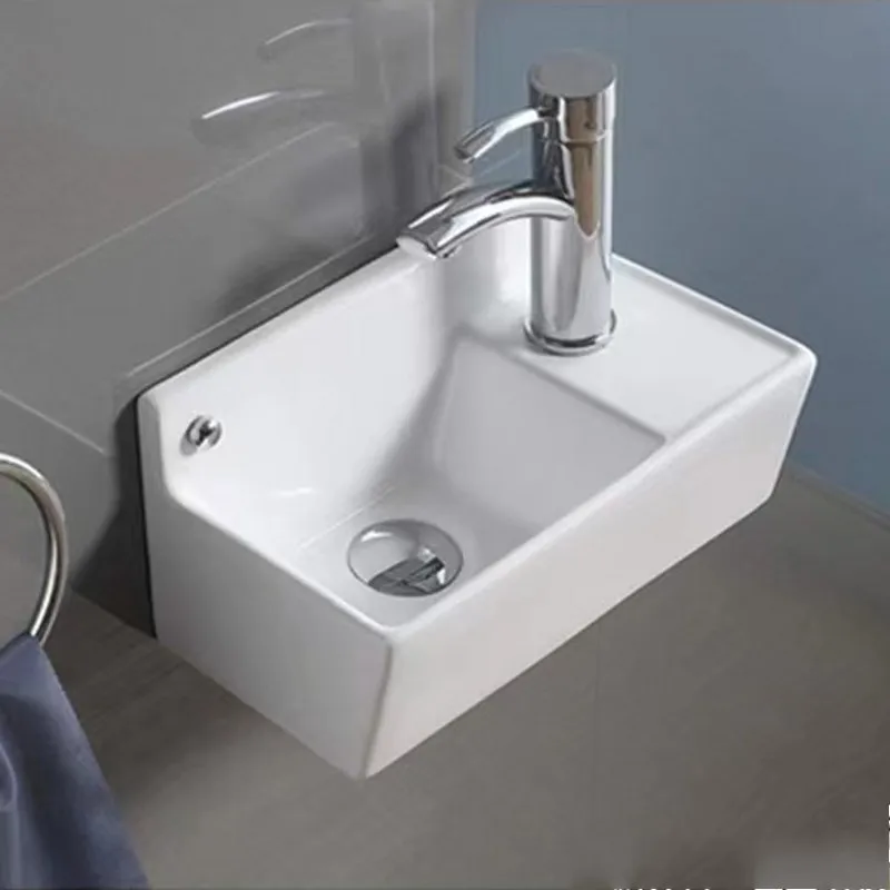 Mini Wall-Hung Basin Wall-Mounted Washbasin Ceramic Bathroom Wash Basin Home Balcony Small Water Channel