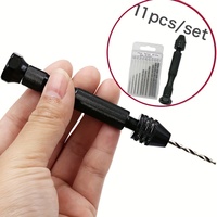 11Pcs Hand Twist Drill Woodworking DIY Mini Manual Reaming Drill Table, Miniature Hand Drill for Jewelry Craft and Wood Drilling
