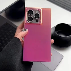 Simple Stylish Edge Laser Pink Green Cover For iPhone 13 14 15 16 17 Pro Max Phone Case