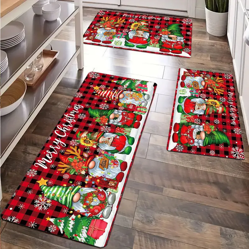 

Christmas Theme Kitchen Mat Set 1 Pieces Plush Velvet Anti-Slip Soft Comfortable Easy to Clean Carpet for Bathroom Bedroom