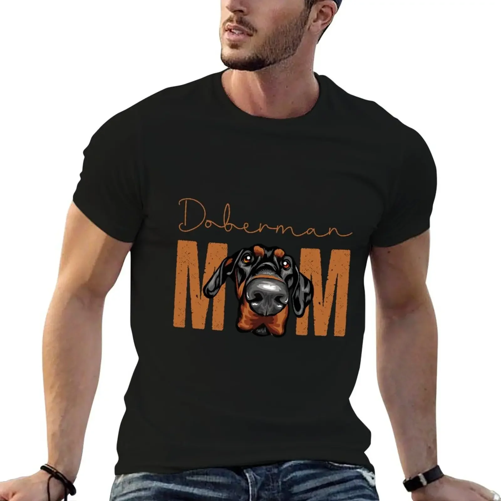 Doberman Mom, Dog Mom Shirt, Gift idea for Dobermann owner, Slim Fit T-Shirt tees shirts graphic tee mens big and tall t shirts