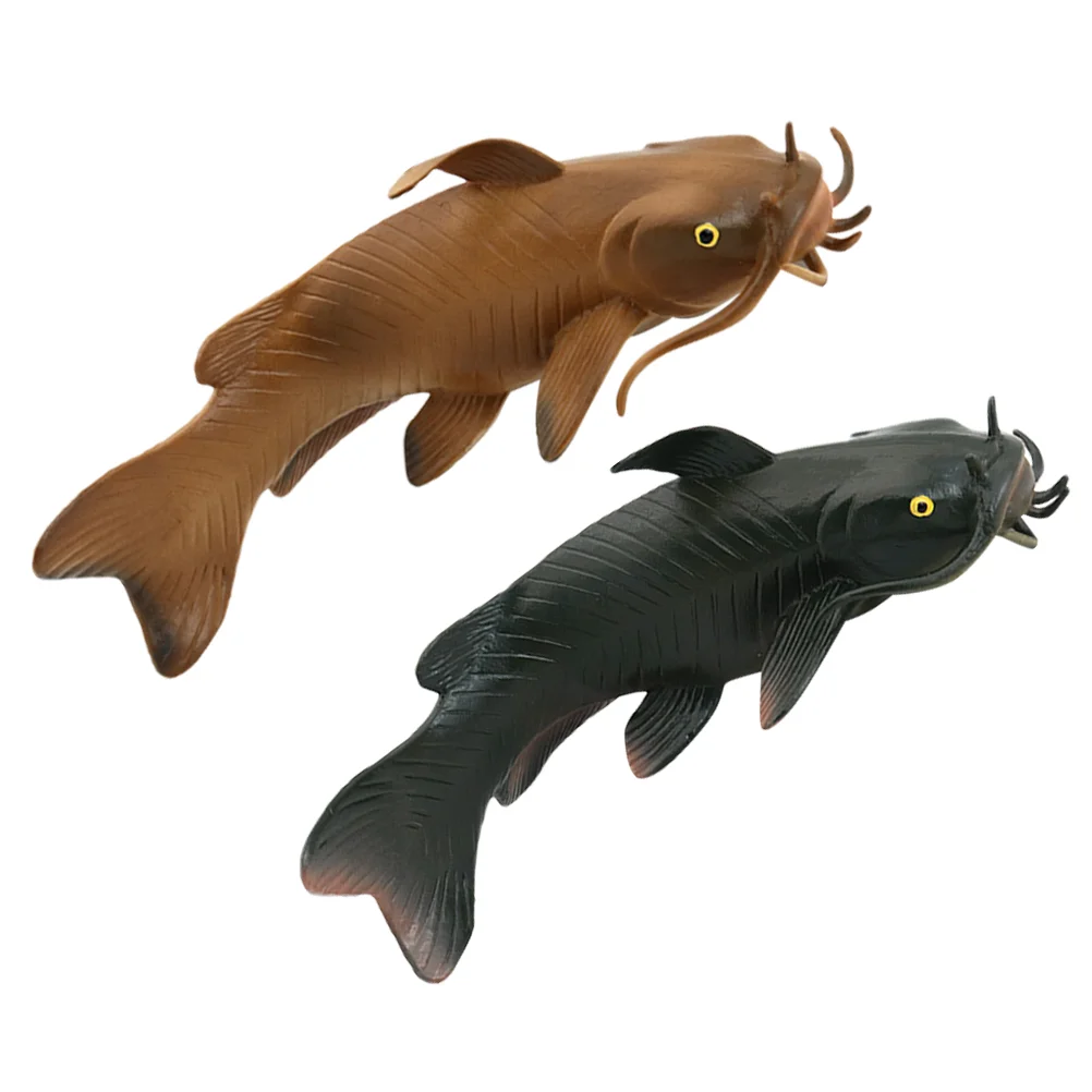 2 Pcs Kids Toys Simulated Catfish Model Ornament Figurines Small Decoration Ornaments Simulation Realistic Fake Child