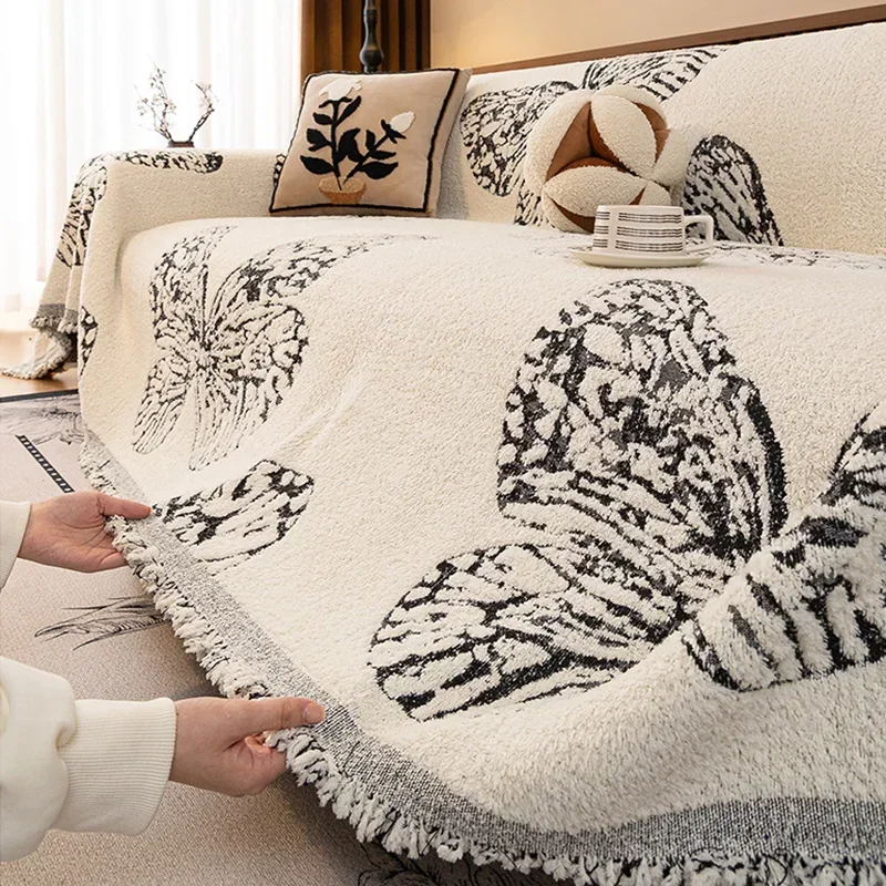 Nordic Anti Slip Butterfly Sofa Towel Luxury Thick Blanket for Office Home High Quality Furniture Protection sofa Slipcover