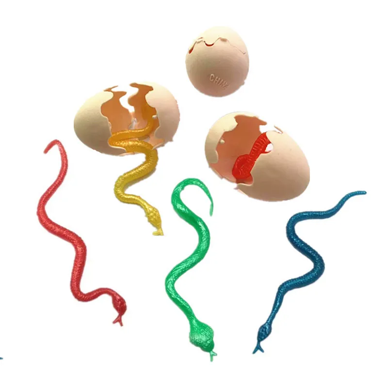 5/10Pcs Fake Snake Eggs Halloween April Fool's Day Spoof Small Toys Eggs Containing Stretchable TPR Soft Little Snake Prank Toys