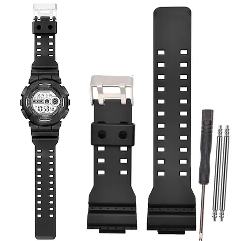 16mm Rubber Watchband For Ga110 Ga100 400 Gd/Gls/100 120 Replacement Strap Black Silicone Bracelet Watch Band