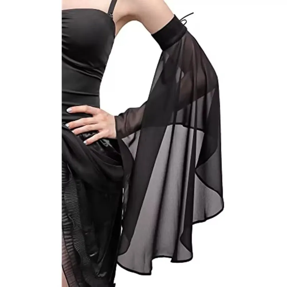 Elegant Sunscreen Long Tulle Sleeves Breathable Chiffon Detachable Sleeves Thin Sheer Bridal Gloves Wedding Party image 2