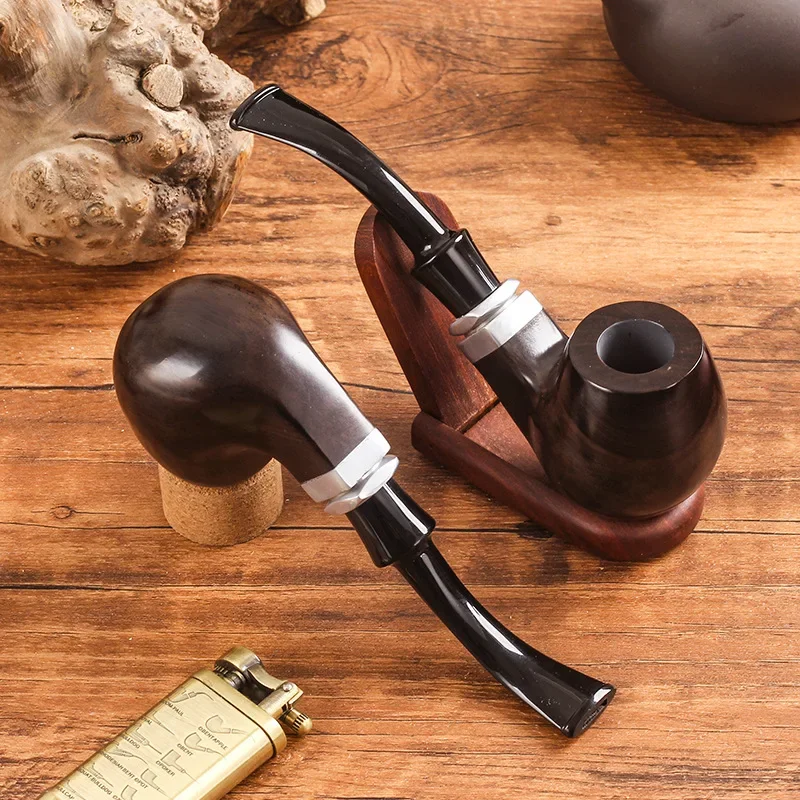 

Filters Classic Handmade Natural Wood Smoking Pipe Set Smoke Tobacco Ebony Wooden Smoking Pipe