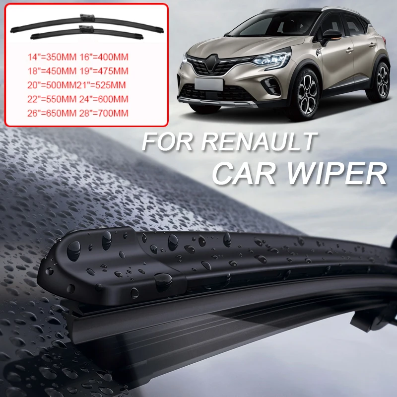 2PCS For Renault Arkana XM3 Austral Captur Clio Grand Koleos Kadjar Kardian Koleos QM6 Scenic Car Blade Windshield Rubber Wiper