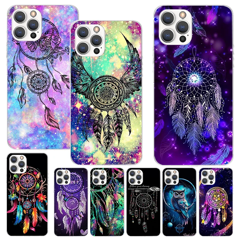 Retro Feather Dreamcatcher Phone Case For Apple iPhone 15 14 13 12 11 Pro Max Mini XS XR X 7 Plus 8 + SE Soft Silicone Print She