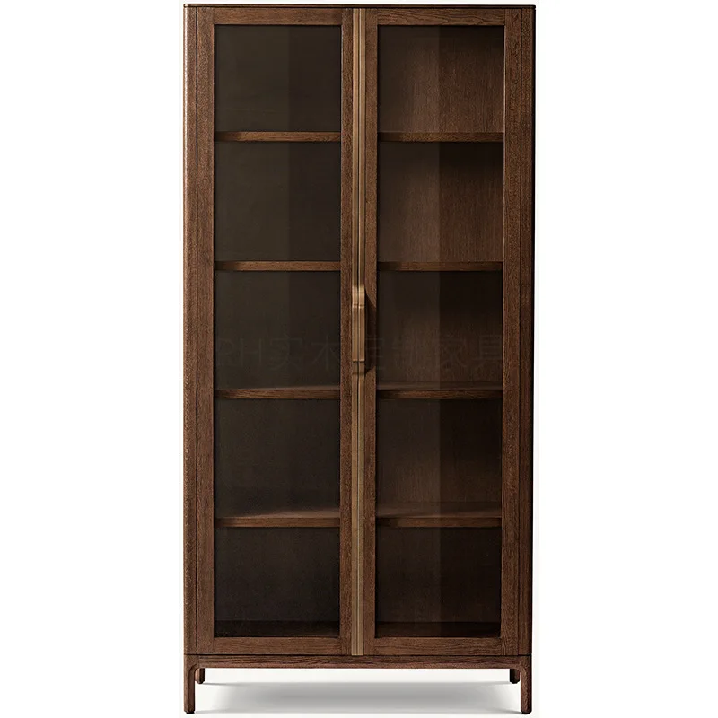 

American two-door solid wood carving flower and dining side cabinet, French villa multi-layer bookcase
