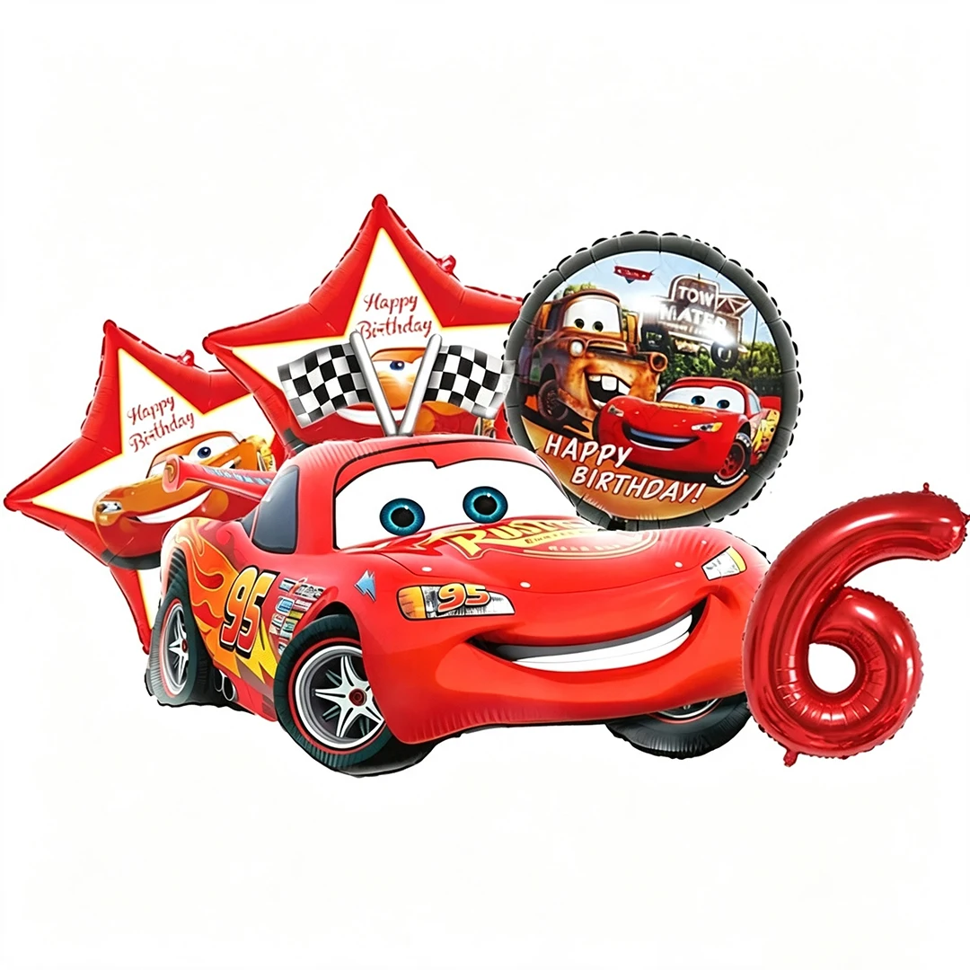 Cartoon Lightning Car Theme Foil Balloons Set Number 1-8 Balloon Cartoon Car Happy Birthday Party Decoration Supplies Party Prop view 6