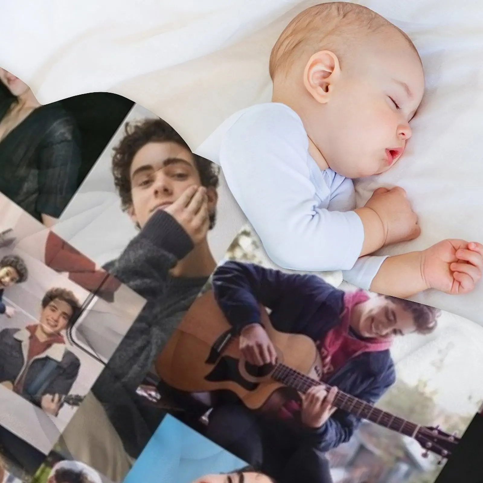 بطانية جوشوا باسيت كولاج رمي كبيرة جدًا للمصممين أفكار هدايا عيد الحب بطانيات منقوشة