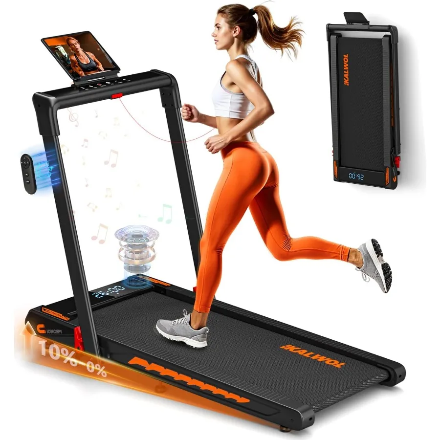 

Foldable Treadmill with Speaker 6-in-1 7.5MPH for Home Use App Compatible Walking Pad 10 Incline LED Display 3.0HP Brushless Dr