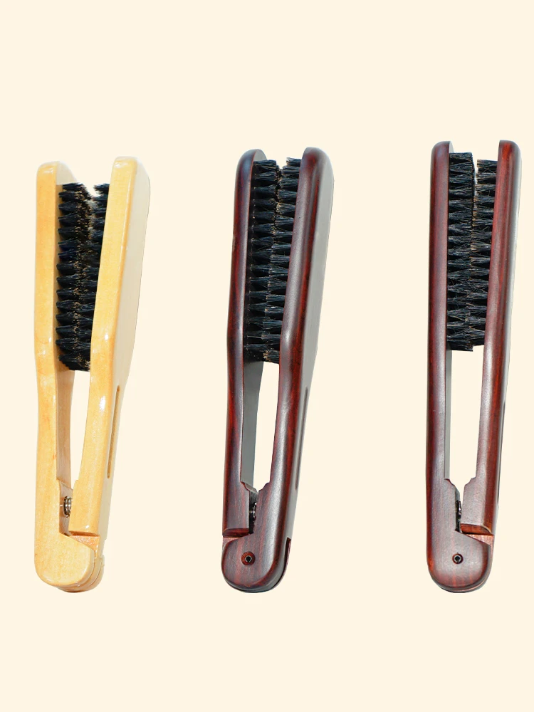 

Pro Hairdressing Straightener Hairbrush Nylon Hair Straightening Double Brushes V Shape Comb Clamp Styling Tools DIY