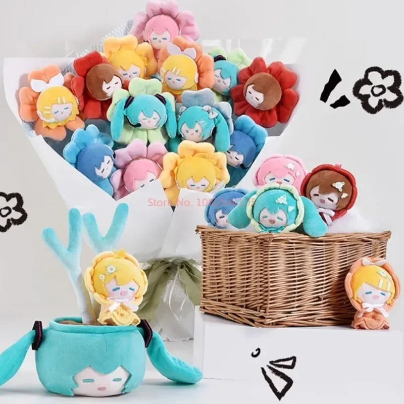 Genuine Hatsune Miku Plush Flower Bouquet Blind Box Series Mysterious Box Figurine Fufu Luka Rin Kaito Doll Cartoon Toy Gift view 6