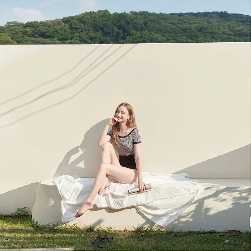 Conservador retro xadrez bal térmico vaion roupa de banho novo ins sle emagrecimento cobrir sexy ba