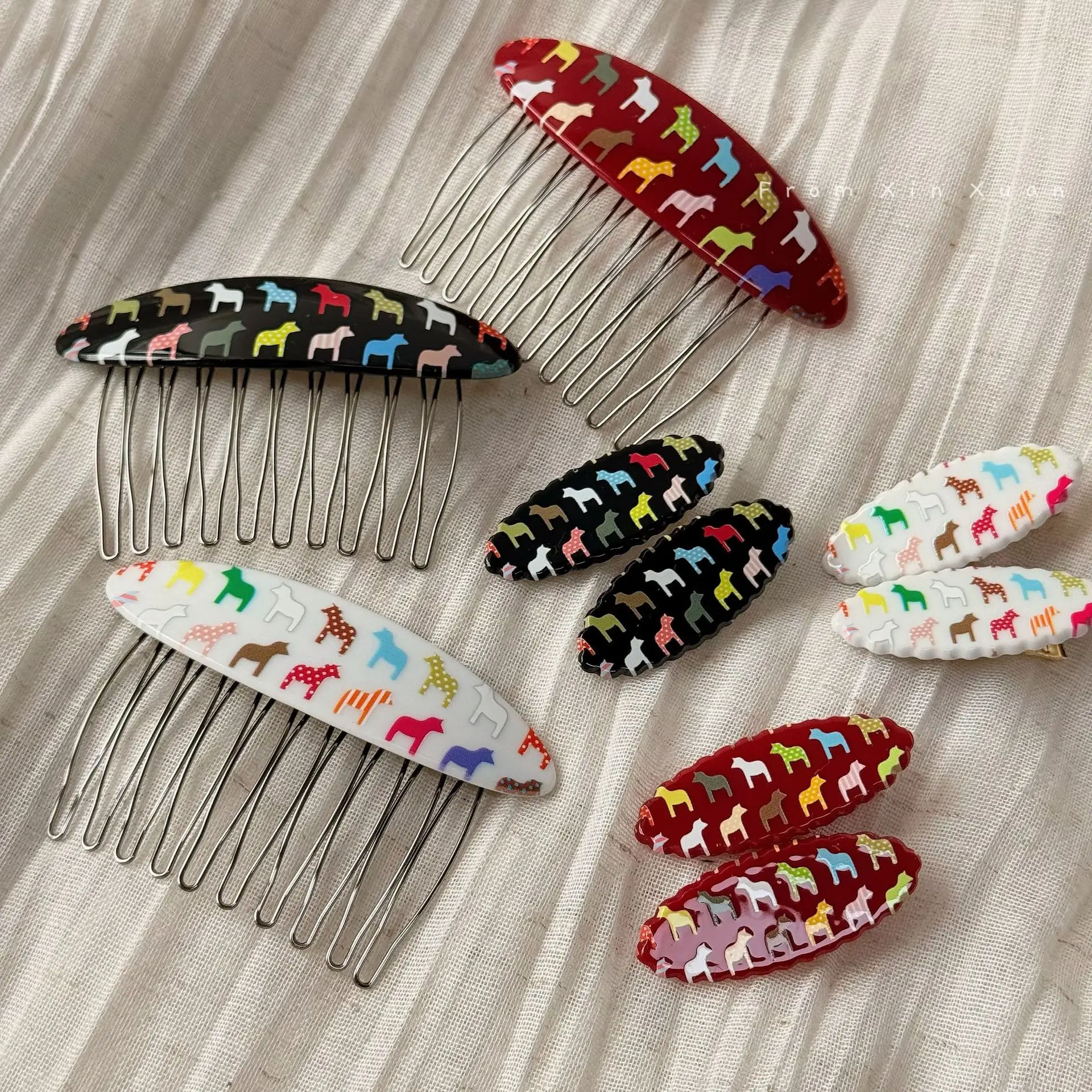 

Красочный гребень для волос «Год Лошади», простая заколка-гребень, элегантный повседневный универсальный маленький аксессуар для волос, модный аксессуар
