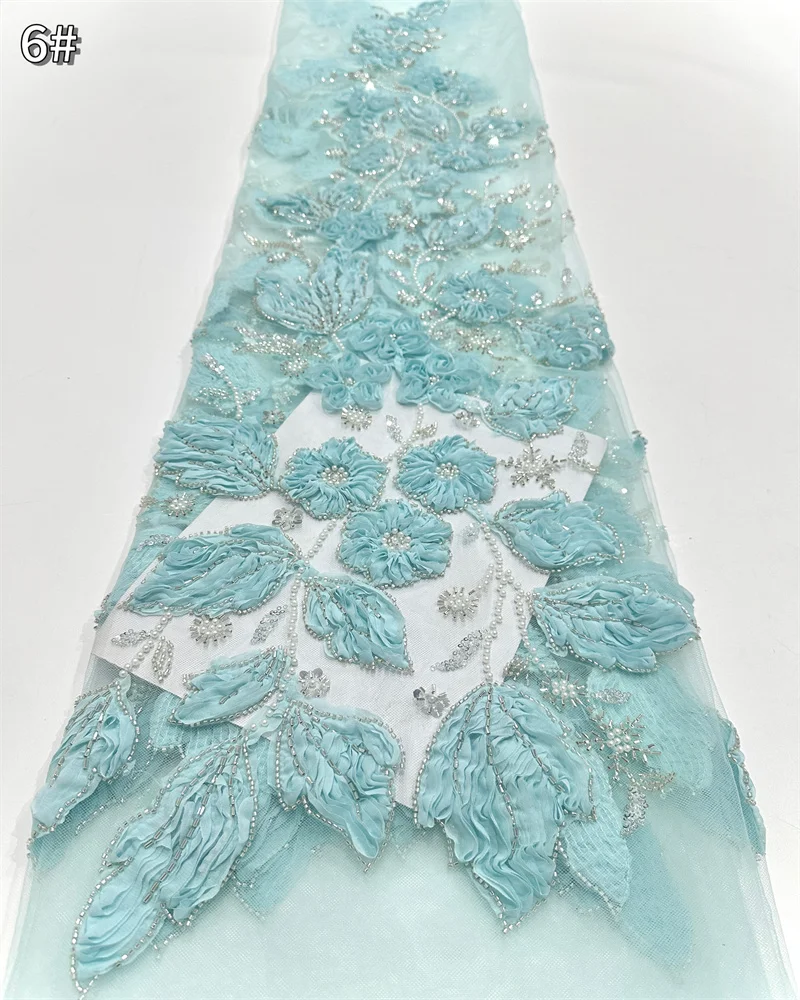 럭셔리 아프리카 스팽글 비즈 레이스 원단 2025 고품질 신랑 나이지리아 웨딩 신부 자수 프랑스 튤 바느질14