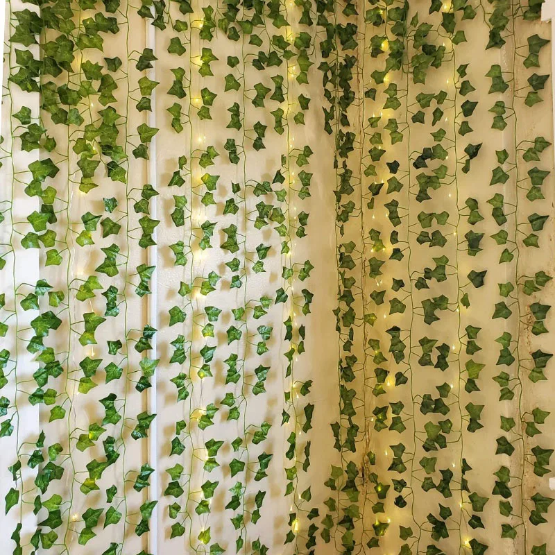 Guirnalda de hojas colgantes de hiedra Artificial para decoración del hogar, cuerda de ratán de plástico para pared y jardín, 230cm, 1 unidad