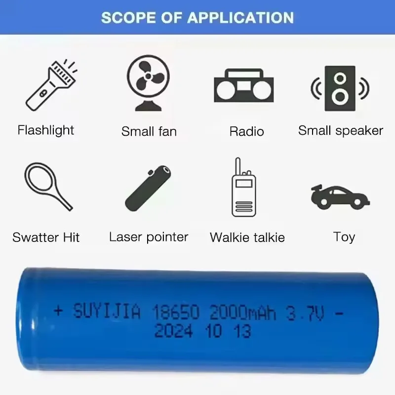 100% الأصلي 18650 بطارية 3.7 فولت 2000 مللي أمبير بطاريات ليثيوم أيون قابلة للشحن مع شاحن لخلية مصباح يدوي جرس الباب المؤشر الكهربائي