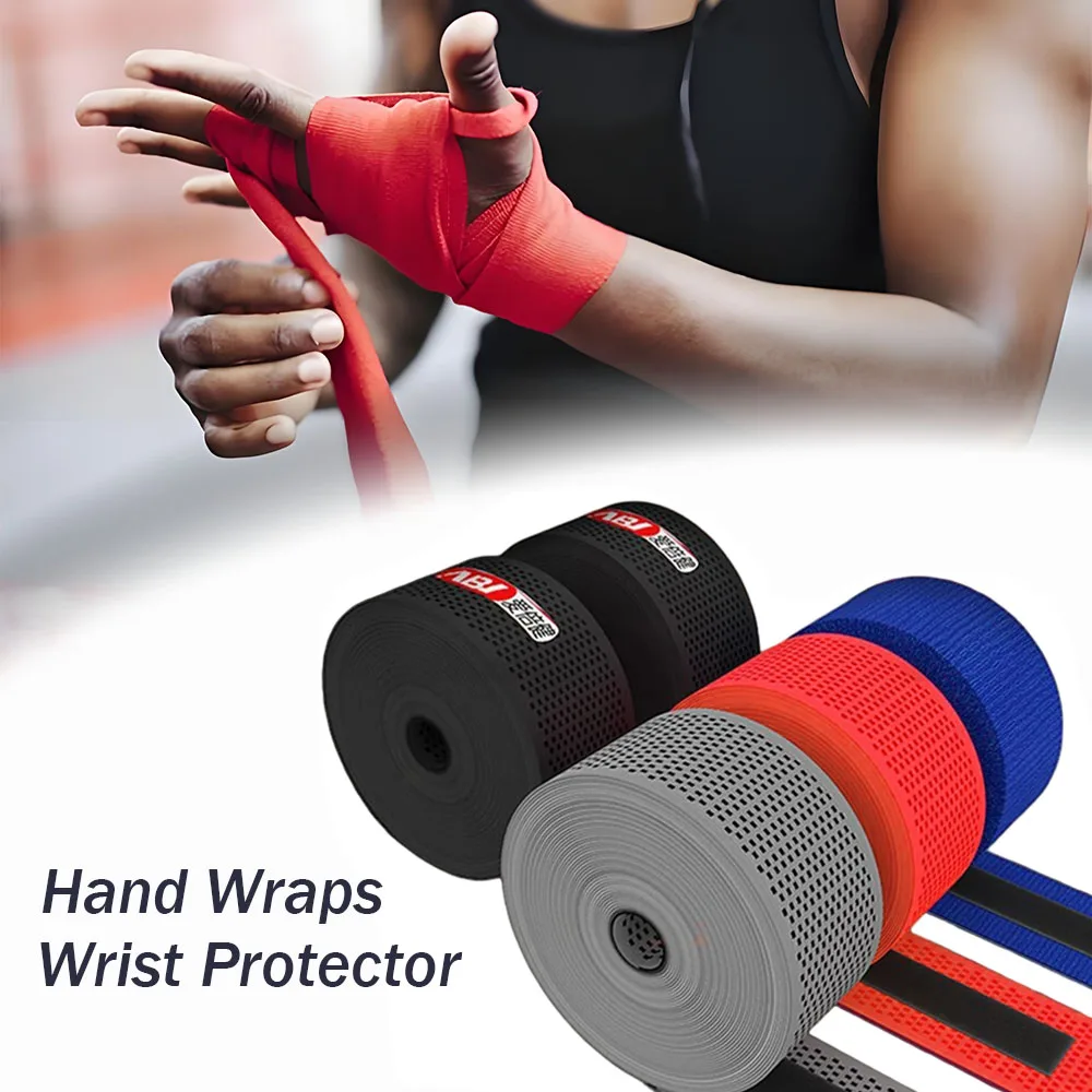 

1 Pair Muay Thai Sanda Boxing Bandage Elastic Cotton Bandage Gloves Breathable Mesh Hand Wrap Wrist Support Gloves for MMA