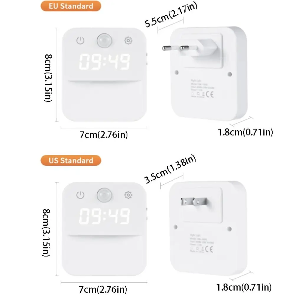 Infinite Dimming Human Body Induction Clock Clock Display Warm White Motion Sensor Clock Dusk to Dawn Sensor