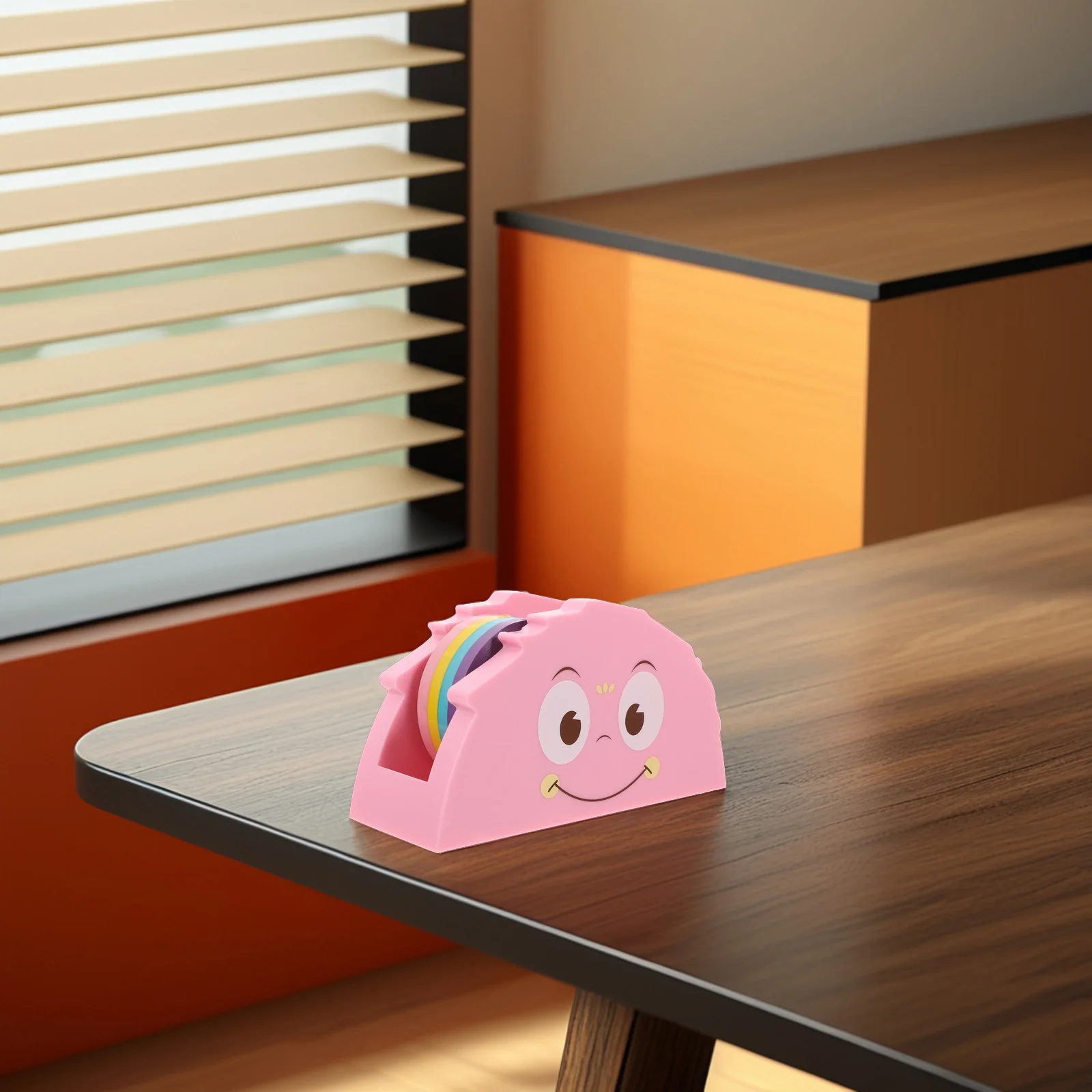 منظم مستلزمات مكتبي لموزع الشريط الكرتوني الرائع، قاعدة ثابتة لطيفة، ملحقات مكتبية سهلة التعبئة #4