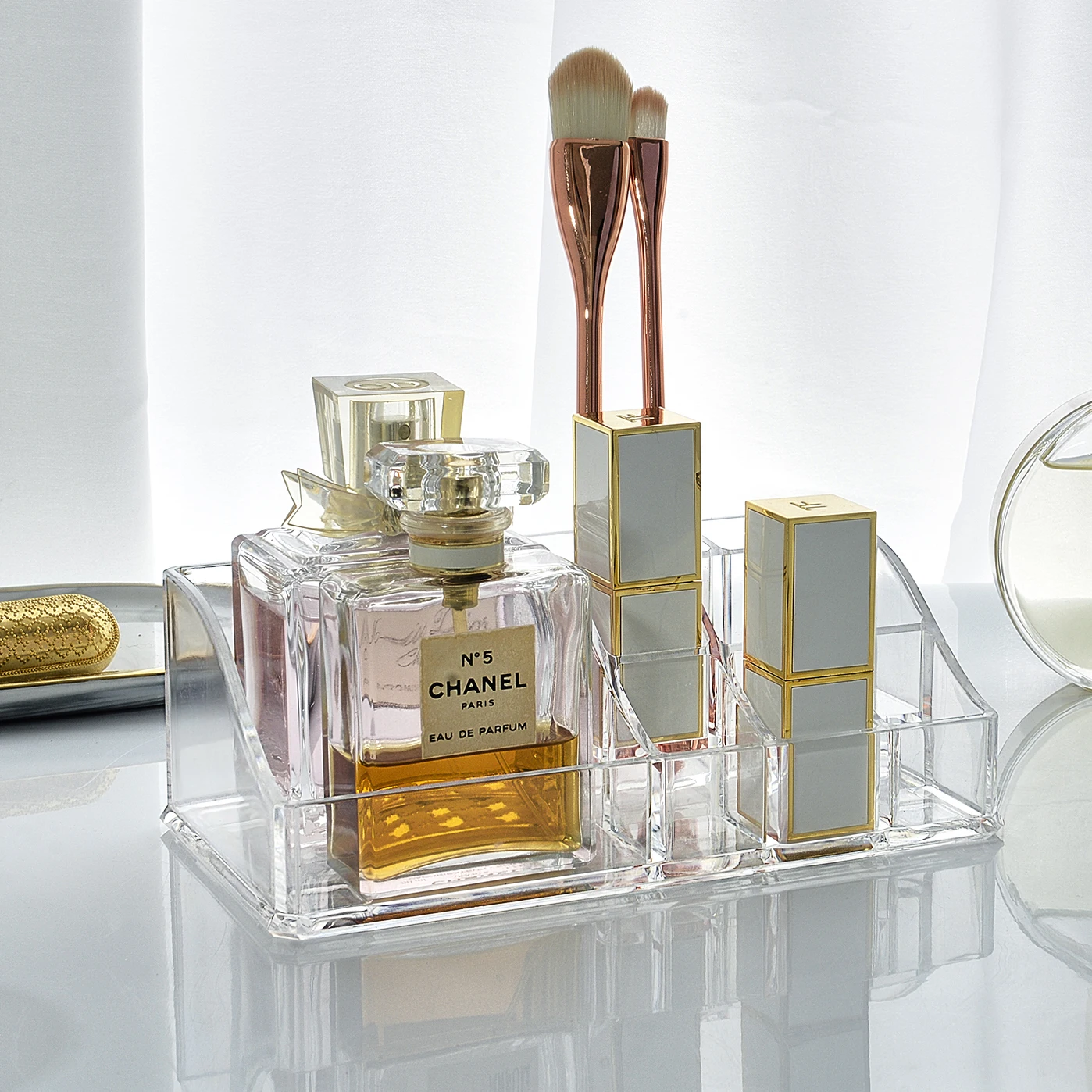 

Маленький ящик для хранения косметики Der pe eup, настольный органайзер Ra, водонепроницаемый пластик, прямоугольный скандинавский Sle для Be...