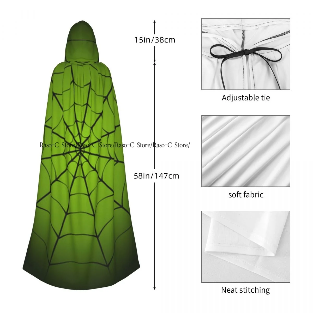 거미줄 후드 망토, 폴리에스터, 남녀공용 마녀 망토, 코스튬 액세서리