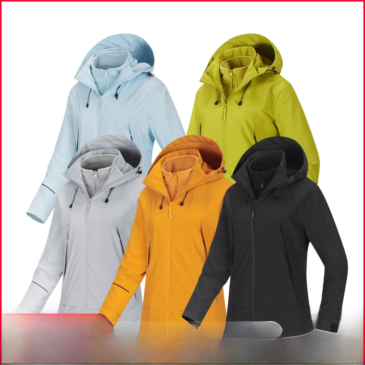

Waterproof Windproof Fce Lined Outdoor ell Jaet Men's Winter New Sle Couple's Soft ell Coat Zipper Closure Long Sl...