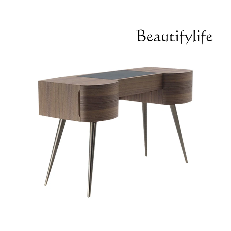 

Italian minimalist desk Nordic solid wood writing desk dresser Modern light luxury computer desk