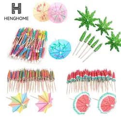10/20/50PCS Cocktail Umbrellas Stick Decorative Picks Fruit Cupcake Dessert Buffet Cocktail Parasols Drink Picks Party Tableware