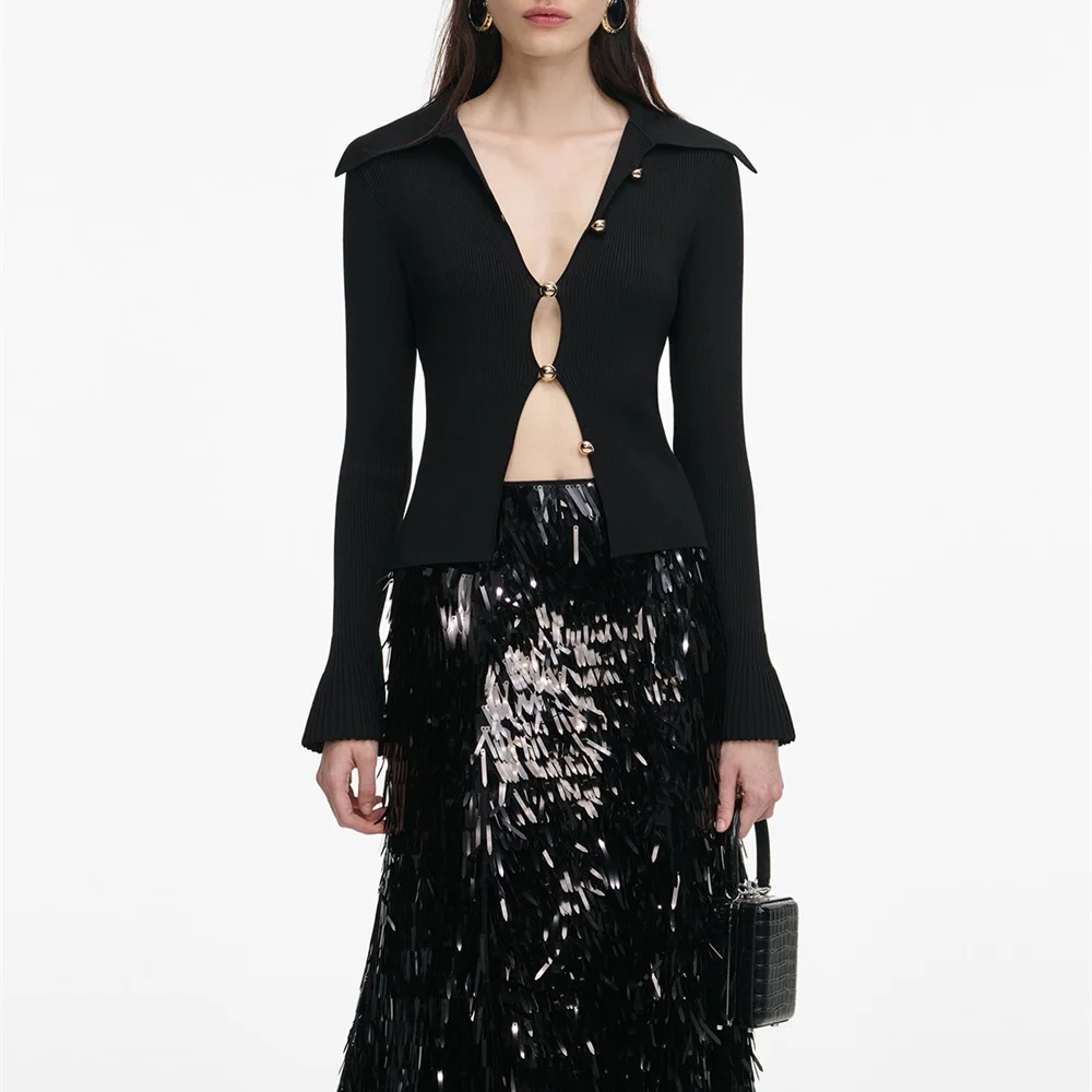 

Женская модная футболка, блузка, трикотаж, эластичная, однобортная, женский топ, кардиган, новая универсальная рубашка в стиле Y2K 2026 года