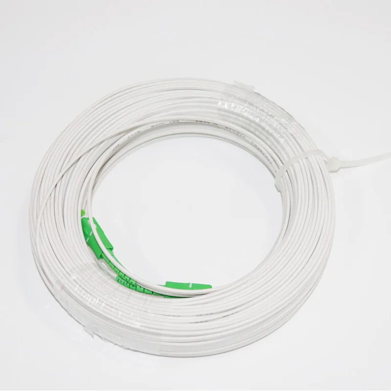 Indoor Fiber Drop Cable Optical Patch Cord FTTH SC/APC to SC/APC Single Mode Optical Fiber Cable With White Wire