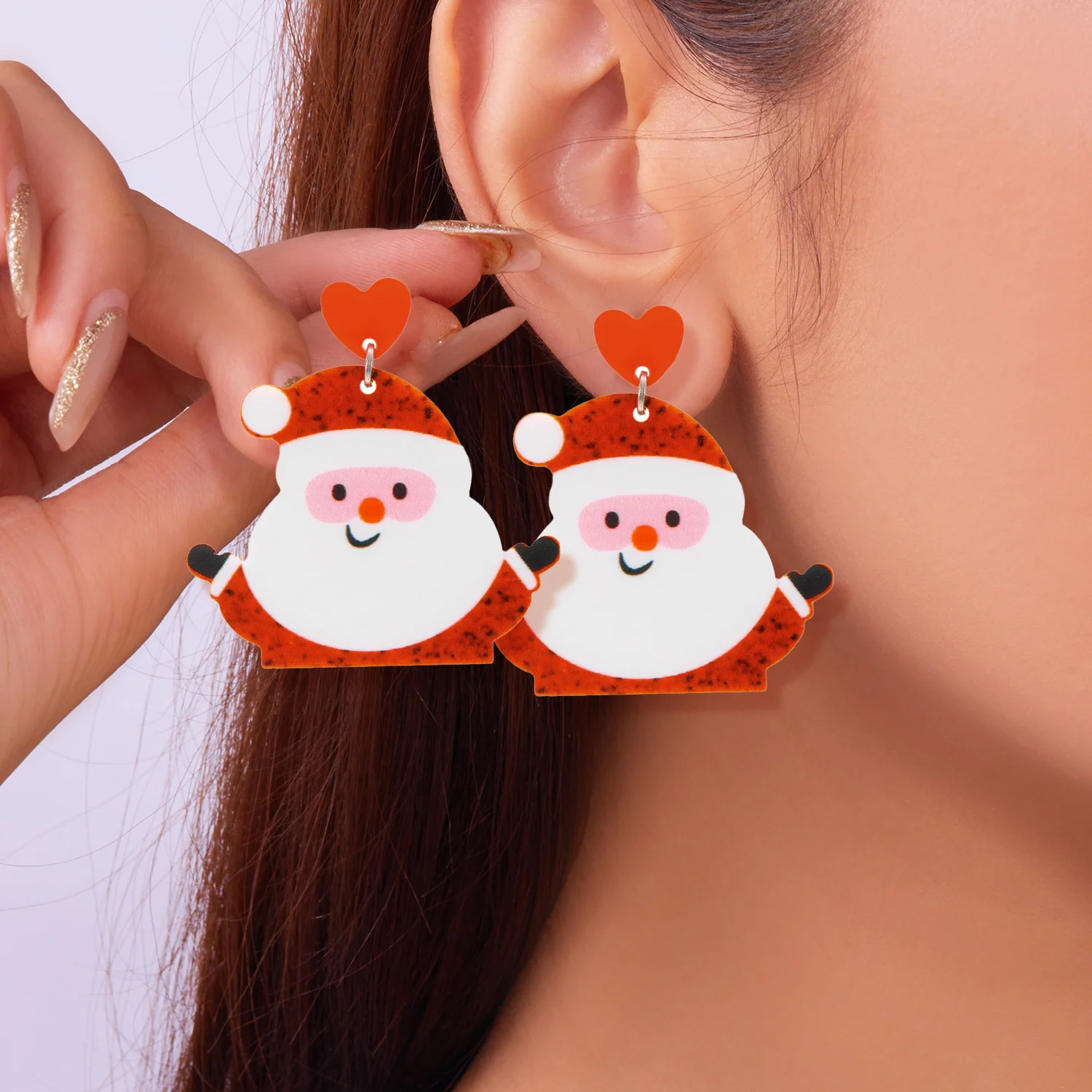 Funny Acrylic Christmas Santa Bell Drop Earring for Women Ear Jewelry Snowball Tree Xmas Stud New Year Party Gift Accessories