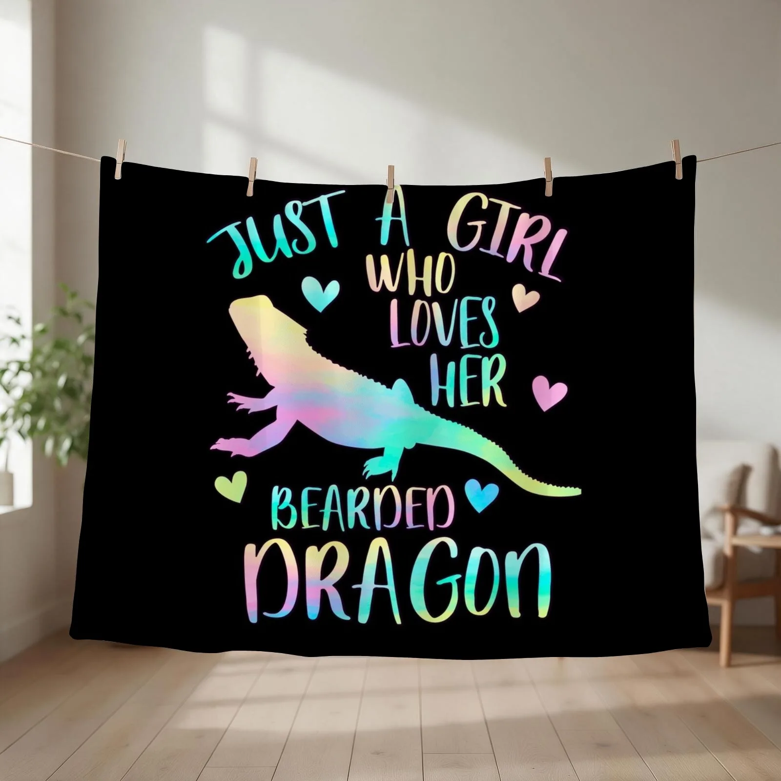 Just a Girl who loves her Bearded Dragon Throw Blanket couch cozy soft plush fuzzy picnic outdoor blanket