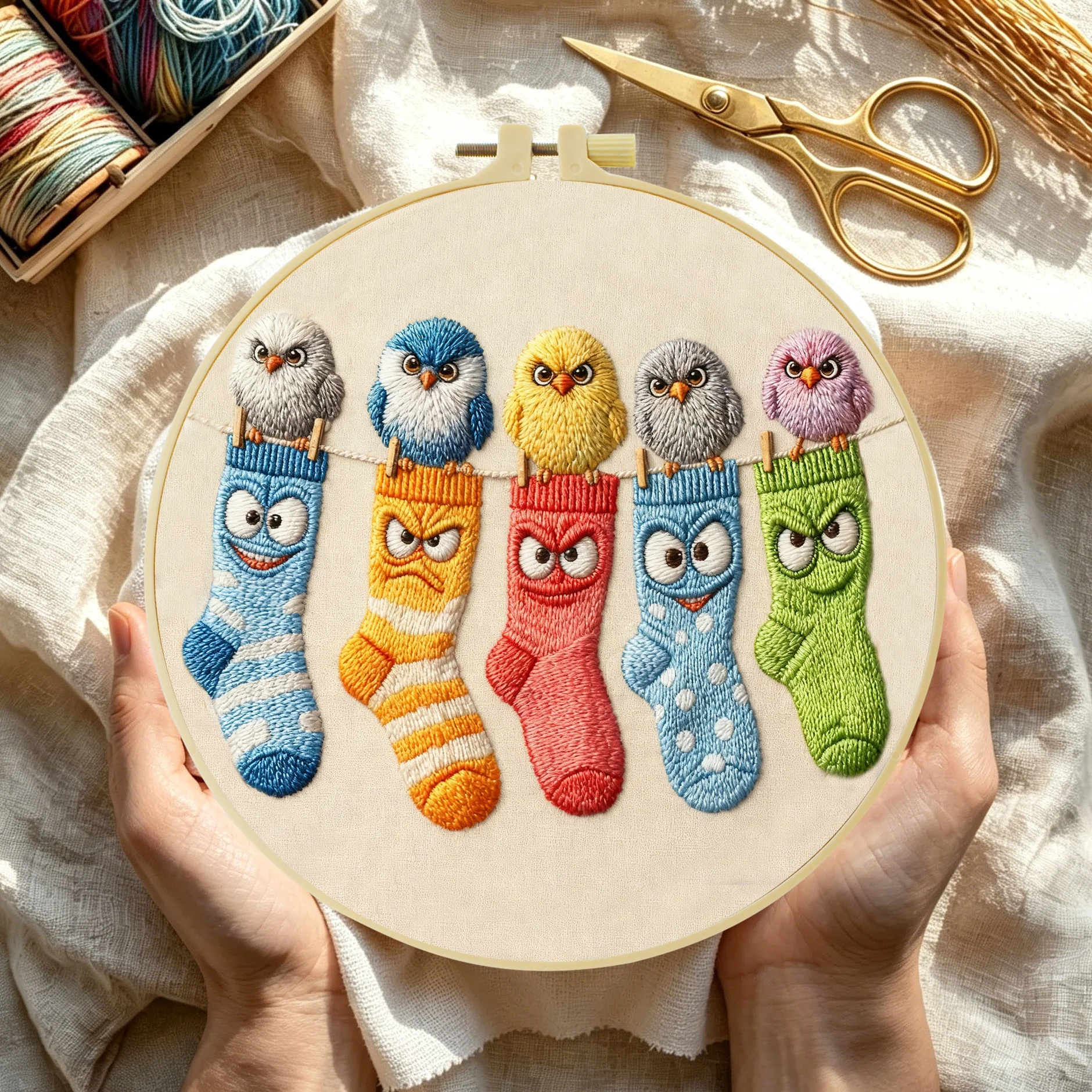 1 Stück DIY Stickerei-Material-Set für Anfänger, Stickerei-Starter-Kit, Kreuzstich-Kunst als Geschenk, Näh- und Bastelzubehör – Detail 3