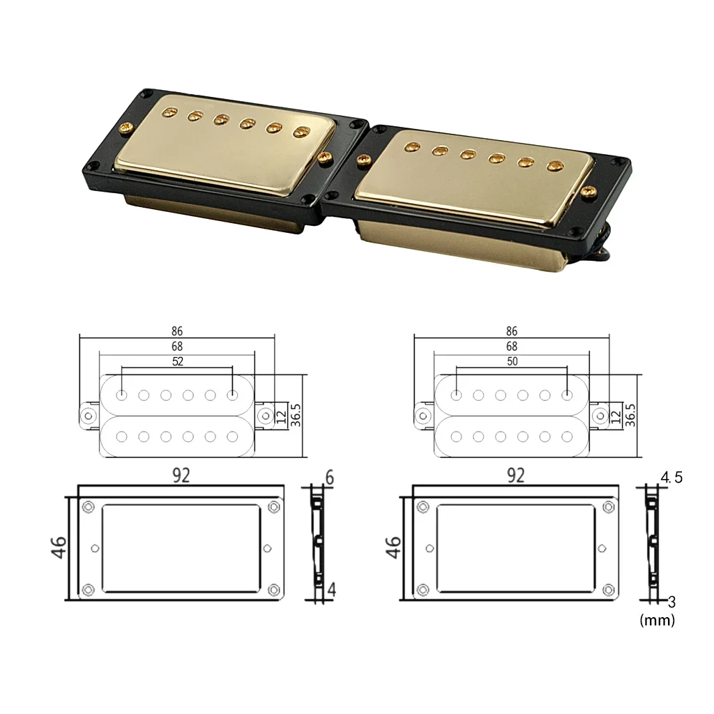 1 SET Gold Electric Guitar Humbucker Pickup N/B 50mm/52mm Neck Bridge  For LP Style Guitarras Eletric Gitars