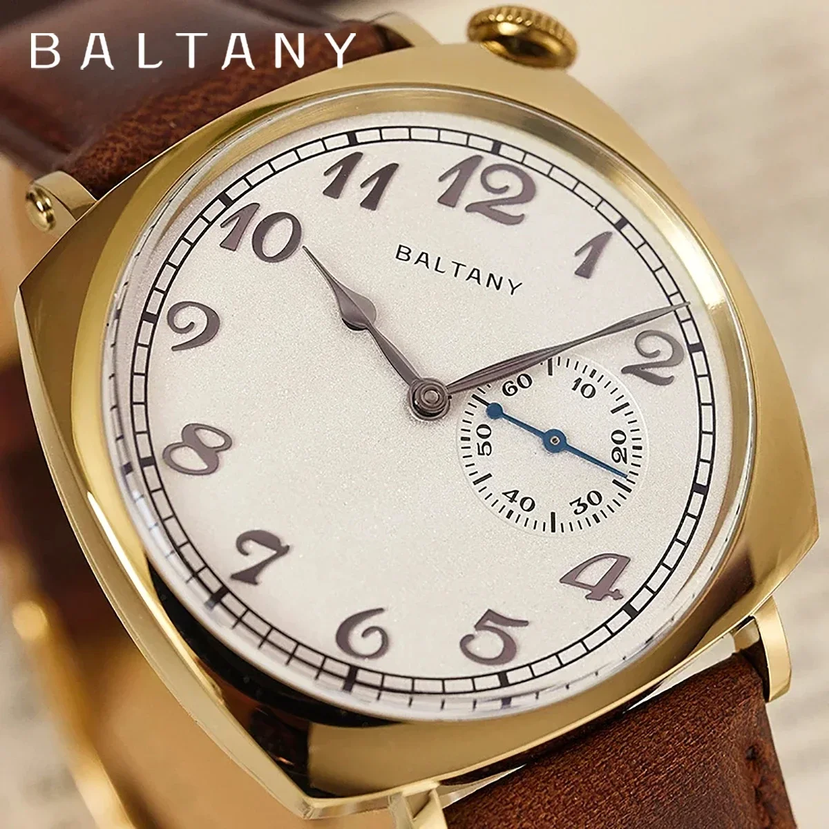 Baltany 1921 automatyczny mechaniczny męski kwadratowy zegarek ST1701 skóra ze stali nierdzewnej wodoodporny 5Bar moda Casual reloj hombre