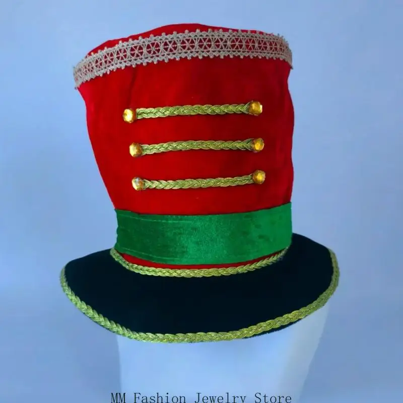 D0UB Material gorra banda Majorette tamaño adulto navideño con detalles en plástico para eventos temáticos navideños
