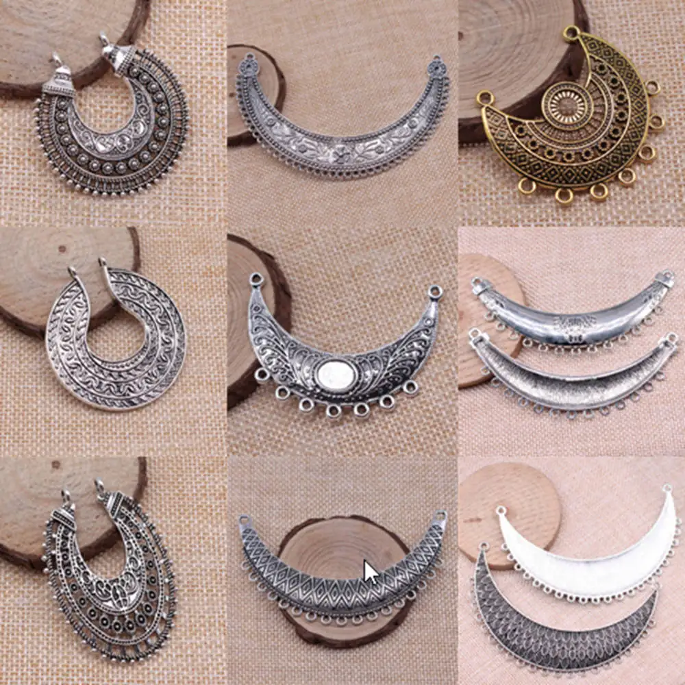 Crescent Moon Shaped Porous Earring Connector Charms For Jewelry Making DIY Pendants For Gift Bulk