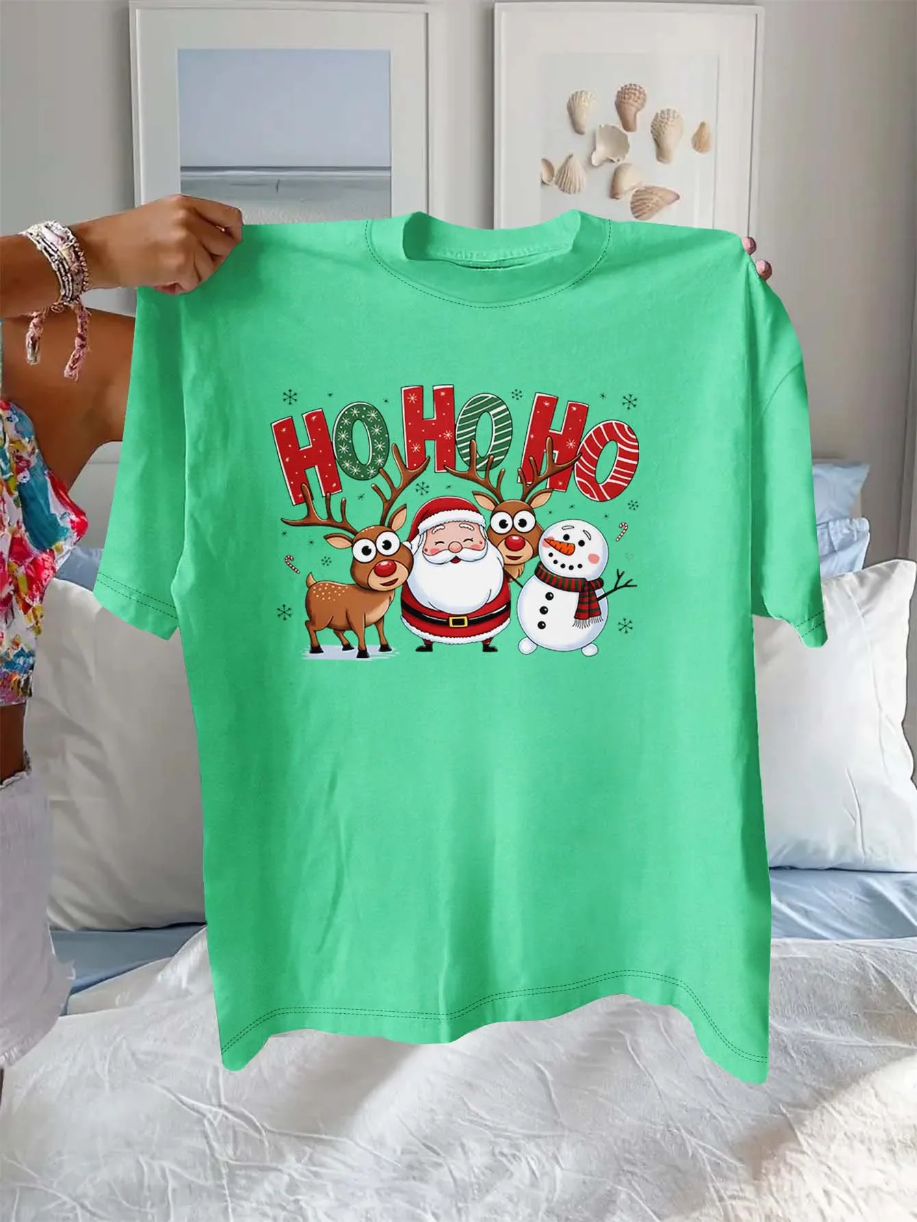 

Плюс размер праздничный Санта-олень Снеговик Хо Хо Тематический элегантный рождественский наряд