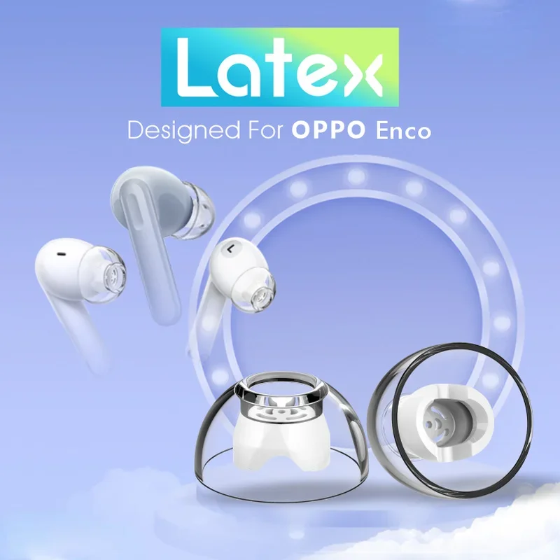 Latex Eartips for OPPO Enco X X2 Bluetooth Headphone Noise-cancelling Enco Free 2i Silicone Non-slip Ear Pads for Enco Air2 Pro