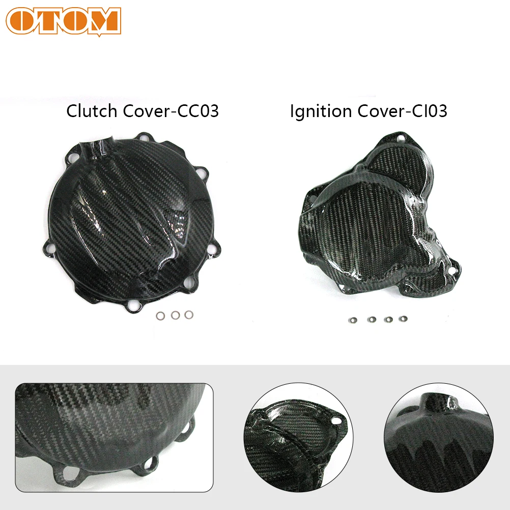 

OTOM Motocross Parts Engine Cover Clutch Stator Magneto Ignition Protector Guard Carbon Fiber Dirt Bike Spare For KTM EXC XC XCW